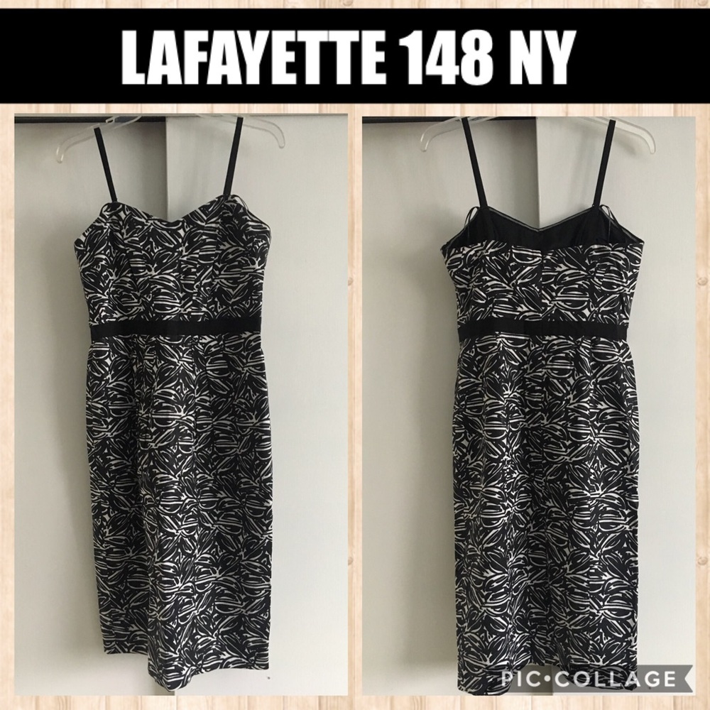 Lafayette 148 New York Black/White Print Dress Sz4